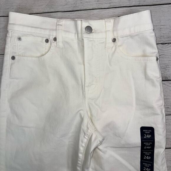 J. Crew NWT Women's Wide Leg Crop Jeans with All-Day Stretch White Sz 24P Petite - Picture 4 of 10